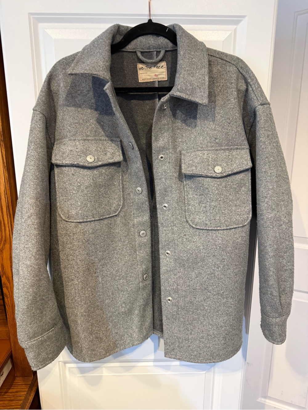 We The Free Men's Light Gray Button-Up Shirt Jacket
